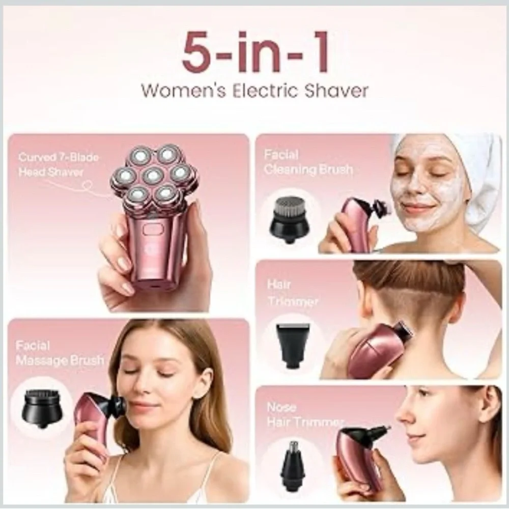 NEW - Electric Razors for Women Legs : 5-in-1 Rechargeable Body Shaver, 7D - Picture 3 of 6